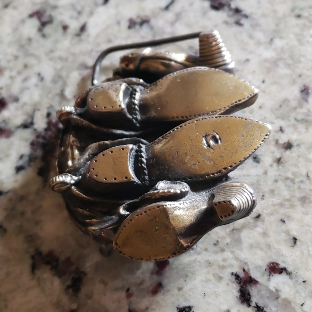 Brass Belt Bucckle Knocking Boots 3.5x3" USA 🇺🇸 Made EUC #1041